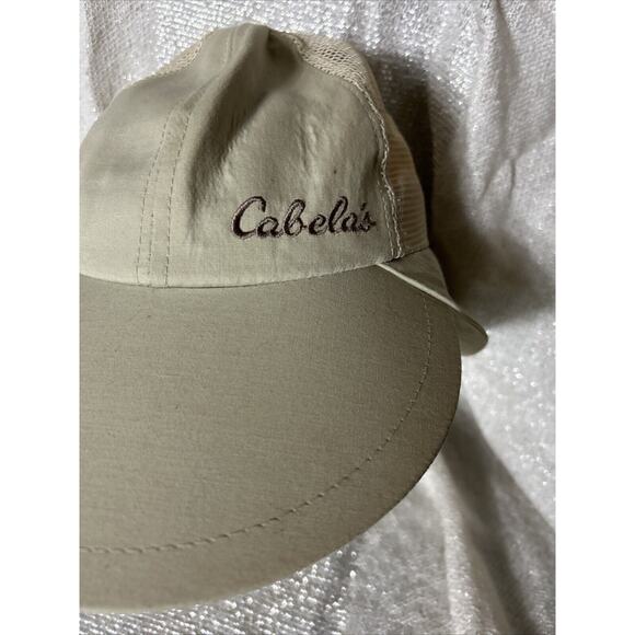 Cabela Sun Fishing Hat Mesh Back W Neck Cover Tan Pre-owned Size Medium Vintage - Picture 2 of 4